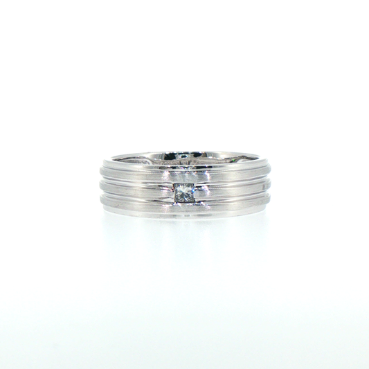 Grooved 14kt White Gold Diamond Band