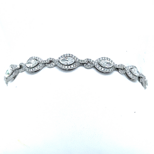 NATURAL DIAMOND BRACELET 1.47 CARAT IN 14K WHITE GOLD