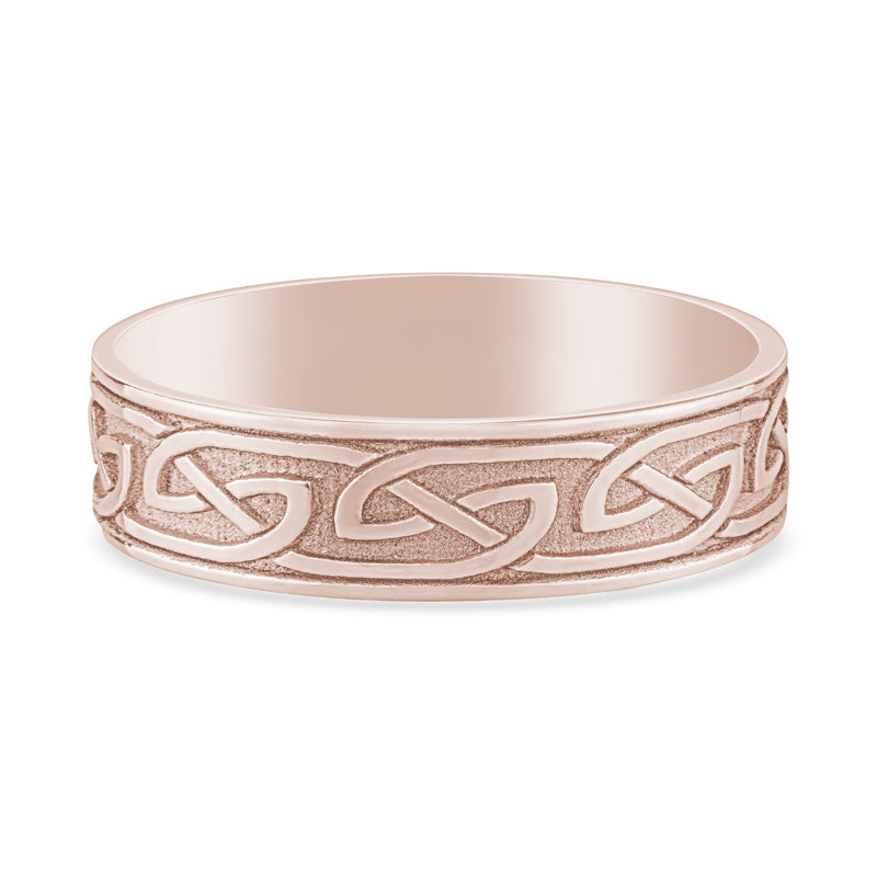 14k Rose Gold Celtic Mens Wedding Band