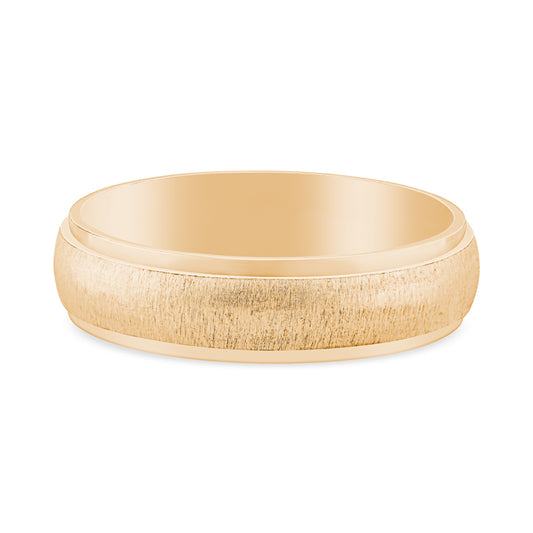 14k Yellow Gold Comfort Fit Brushed Mens Wedding Band