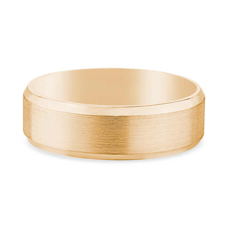 14k Yellow Gold Matte Brushed Mens Wedding Band