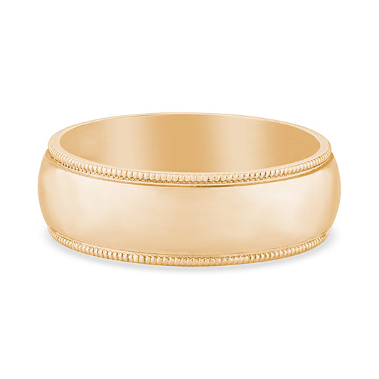 14K Yellow Gold Milgrain Design Mens Wedding Band