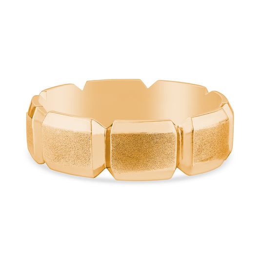 14k Yellow Gold Rectangular Cut Mens Wedding Band