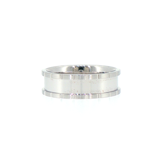 Polished 14kt White Gold Comfort Fit Band with Textured Edges