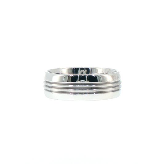 14kt White Gold Grooved Band