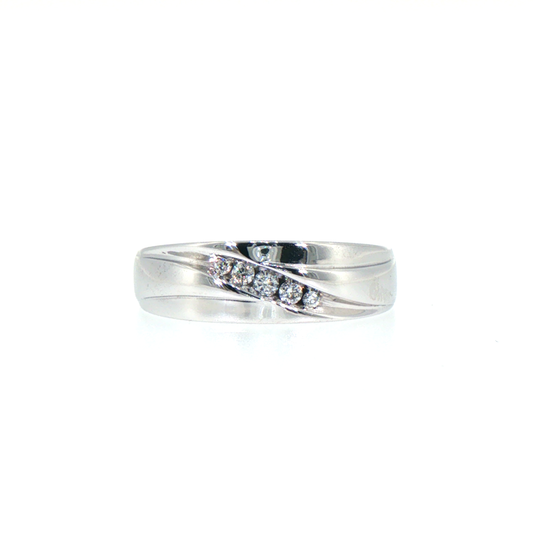 Diagonal Diamond Accent Band in 14kt White Gold