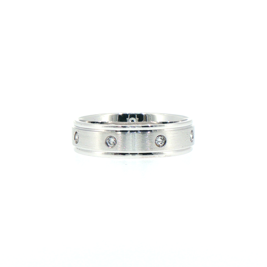 Brushed 14kt White Gold Comfort Fit Diamond Band