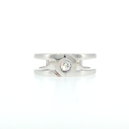 Modern Split Shank Diamond Solitaire Band in 14kt White Gold