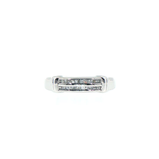 Double Row Baguette Diamond Wedding Ring in 14kt White Gold