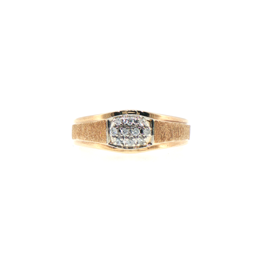 10kt Yellow Gold Diamond Multi-Stone Ring with Textured Band