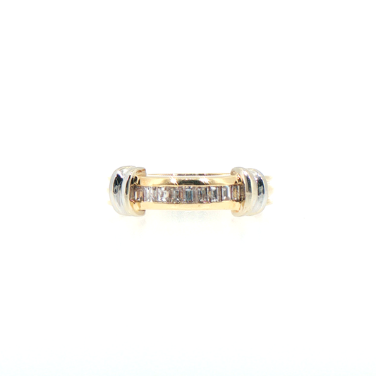 Two-Tone Diamond Band in 14kt Yellow Gold