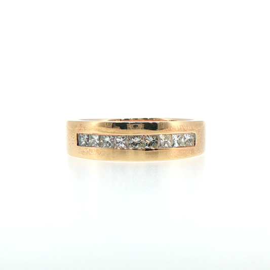 14kt Yellow Gold Channel Set Princess Diamond Wedding Ring