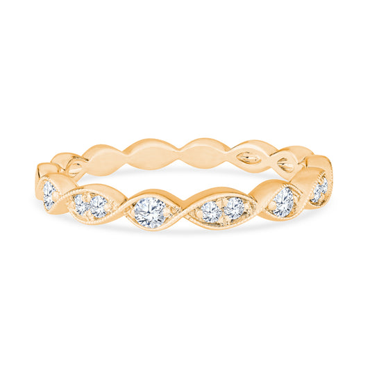 18K Yellow Gold Infinity Swirl Diamond Stackable Band