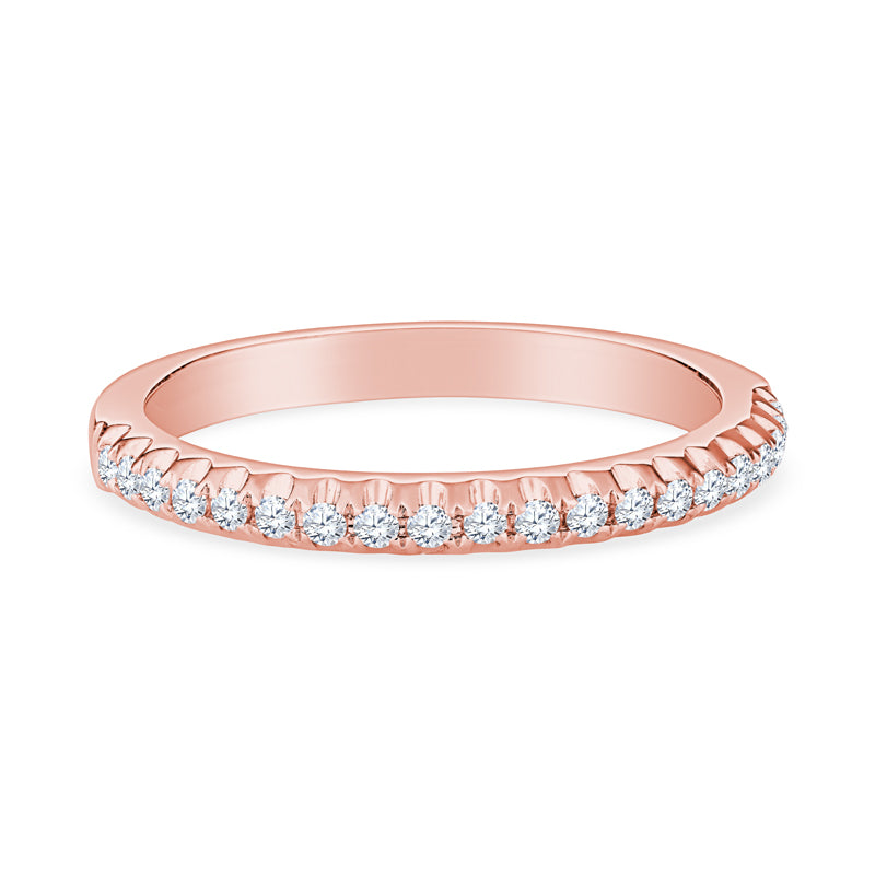18K Rose Gold Scallop Setting Diamond Wedding Band