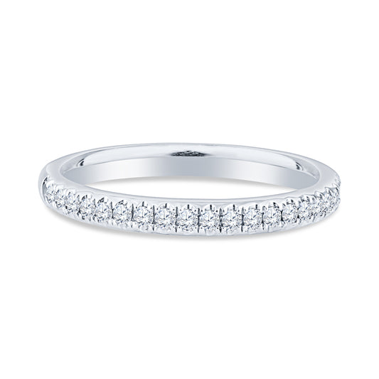 18K WHITE GOLD SCALLOP PRONG WEDDING BAND