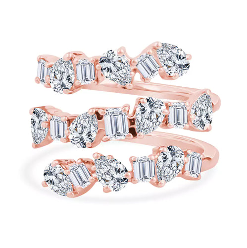 Triple Threat Brilliance: 2.41 CTW Diamonds Dance in This Spellbinding 18K Rose Gold Ring