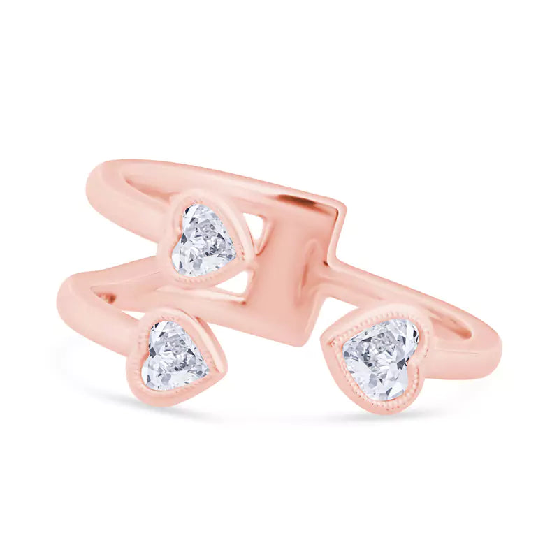 Modern Muse: Captivating Heart Trio Rings in Sleek 18K Rose Gold