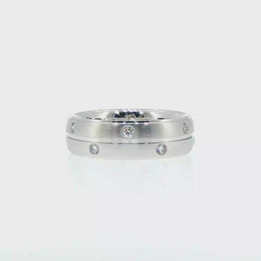 Scattered Diamond 14kt White Gold Comfort Fit Band