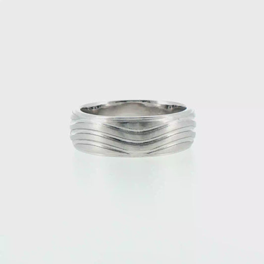 Textured Wave Pattern Band in 14kt White Gold
