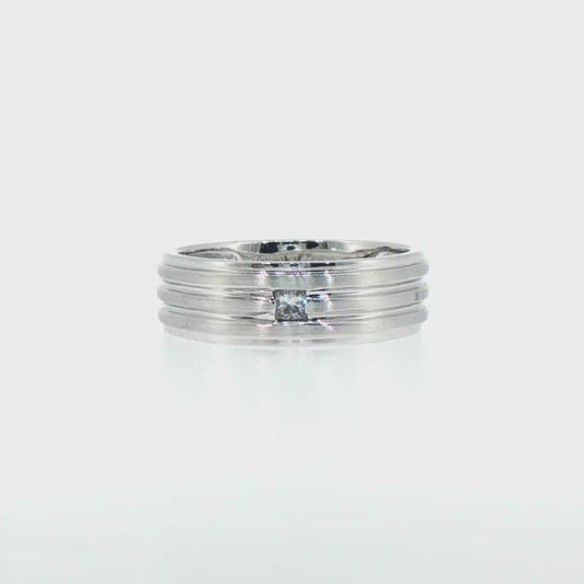 Grooved 14kt White Gold Diamond Band