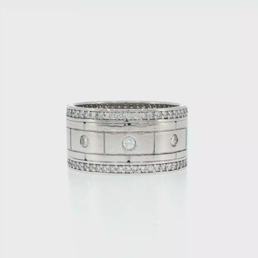 14kt White Gold Diamond Accent Wide Band
