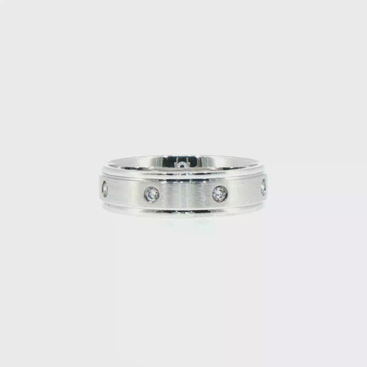 Brushed 14kt White Gold Comfort Fit Diamond Band