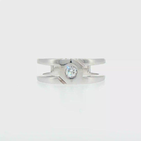Modern Split Shank Diamond Solitaire Band in 14kt White Gold