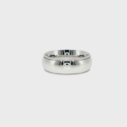 Classic Milgrain Edge Wedding Band in 14kt White Gold Comfort Fit