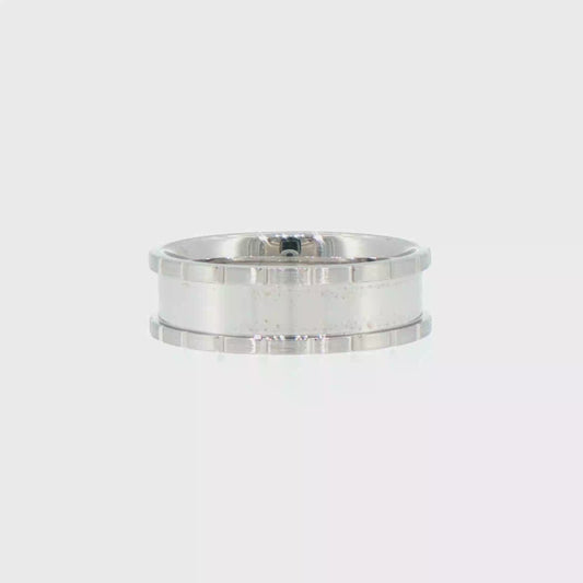 Polished 14kt White Gold Comfort Fit Band with Textured Edges