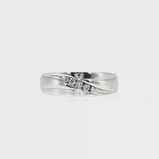 Diagonal Diamond Accent Band in 14kt White Gold