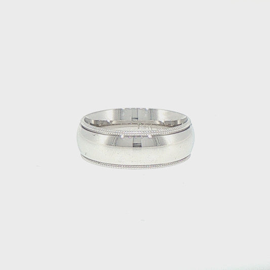 Classic Milgrain Edge Wedding Band in 14kt White Gold Comfort Fit