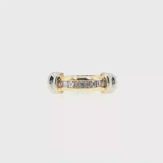 Two-Tone Diamond Band in 14kt Yellow Gold